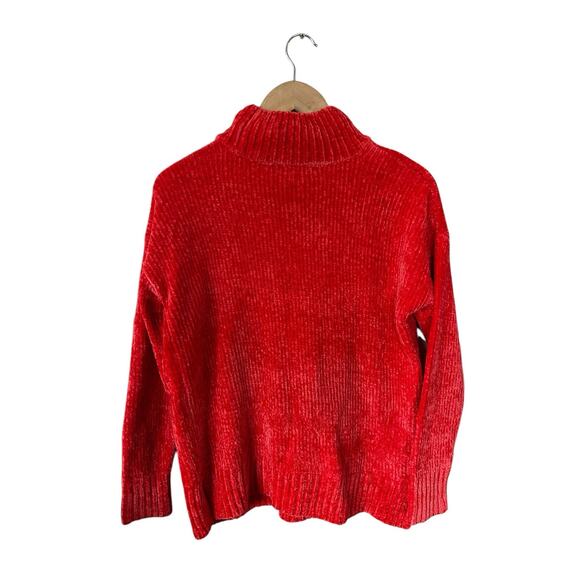 Knit Wear By F&F Red Velour Mock Neck Sweater Size 2 - Picture 2 of 4